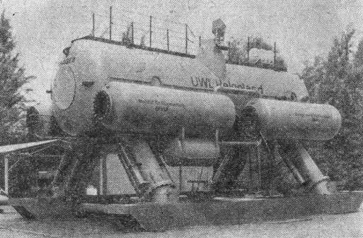 'Гельголанд' - одна из самых удачных подводных лабораторий. Спроектированная и построенная западногерманской фирмой 'Дрегер', она успешно эксплуатировалась в бурных водах Северного моря