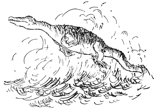 Морское чудовище, которое увидел Форстнер после взрыва (по рисунку Форстнера)